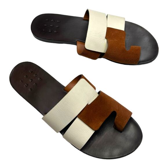 TRA MAD RKE Leather Brown and White Sandals Size 9 - Picture 4 of 10